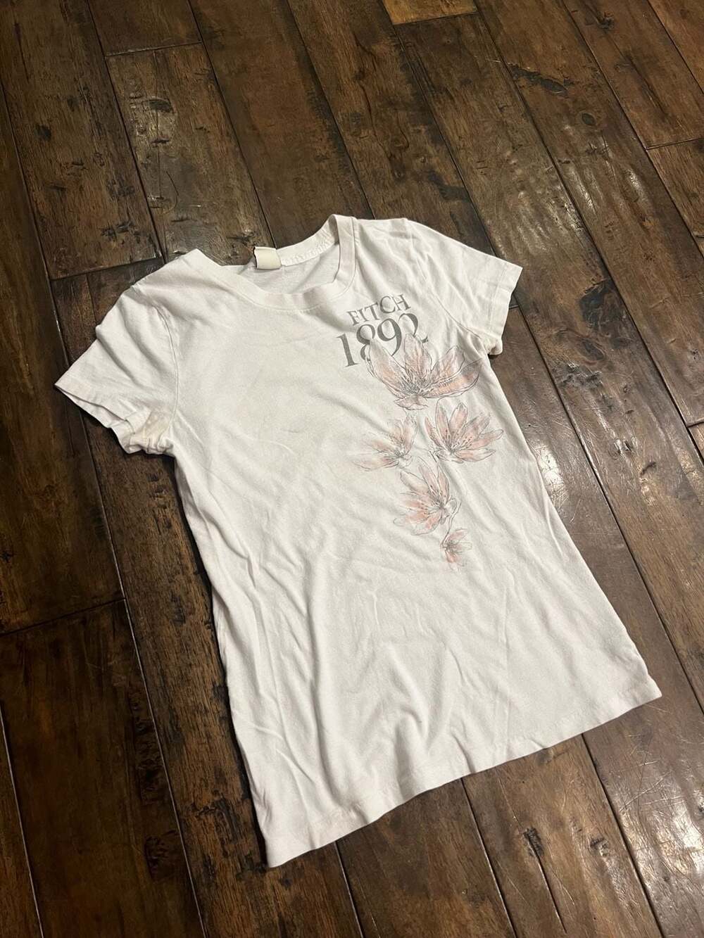 Abercrombie & Fitch Floral T-Shirt Size Large White 1892 Graphic